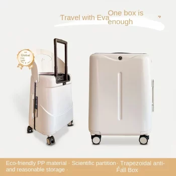 K1891 Multifunctional Suitcase Front Open Luggage with Portable Seat Design for Baby Adults Easy to Access Trip Cabin Suitcases