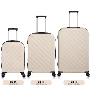 K1704 Luggage w/Reinforced Shell & 360° Wheels, Durable Trolley Case