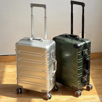 K1554 All Aluminium Magnesium Alloy Suitcase TSA Customs Lock Trolley Case Cabin Metal Box