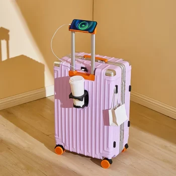K1640 New Multifunctional Suitcase 20-inch Boardable Trolley Case Cipher Leather 28-inch Suitcase on Wheels Aluminum Frame