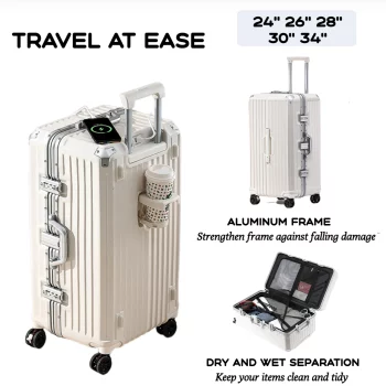 K1933 New Durable Large Capacity Luggage Sets Suitcase USB Charging Men Carry-On Boarding Travel