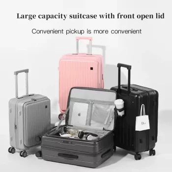 K2022 rolley Case Travel Suitcase Boarding Case Password Box Suitcase Portable Wheel Rolling Luggage Bag Front opening