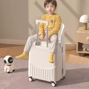 K1847 Multifunctional Baby Rolling Luggage Ride-On Suitcase 22inch Check In Size Stroller Mode For Family Travel Trunk