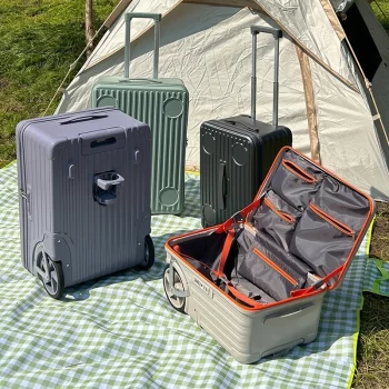 K1717 Luggage Large Wheel Side Open Lid Straight Through Trolley Case 24 inch Large Capacity Camping PC Travel Case