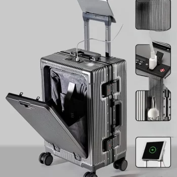 K2003 Front opening charging suitcase 24-inch aluminum frame multi-functional travel tie rod 1:9 than male cover password