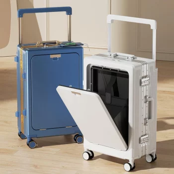 K1610 Senior Wide Pull Rod Suitcase front Opening Travel case Multifunctional business luggage
