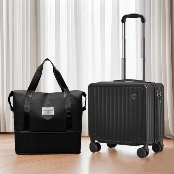 K1797 18 Inch Luggage With Handbag And Password Lock, Swivel Wheel Travel Suitcase