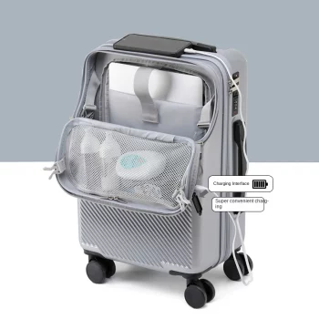 K1789 Front opening luggage trolley universal wheel suitcase USB charging cabin carry-on Laptop bag