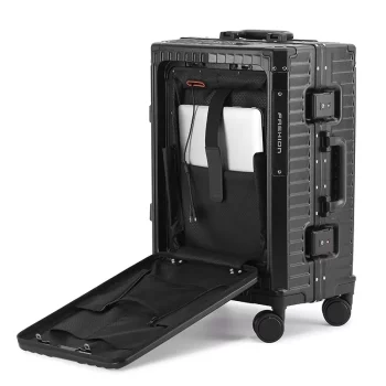 K1887 Aluminum-framed Trolley Suitcase Multifunctional Front Opening Business Travel Luggage