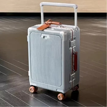 K2013 Front Opening High Quality Aluminium Suitcase Wide Handle Front Opening Carry on Travel Bag