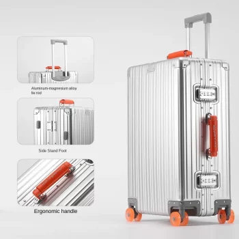 K2078 Travel Suitcase All Aluminum-magnesium Rolling Luggage Boarding Box Trolley Case