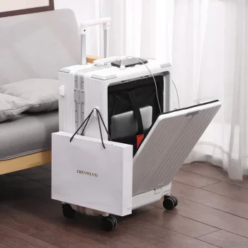 K1801 New front Open Lid suitcase Multifunctional charging pull Rod Case Cup Holder Travel Luggage