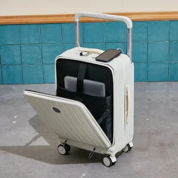 K1540 Suitcase Wide Handle Luggage Front Opening USB Charging Suitcases 20/22/24/26 " Carry-on Travel Bag