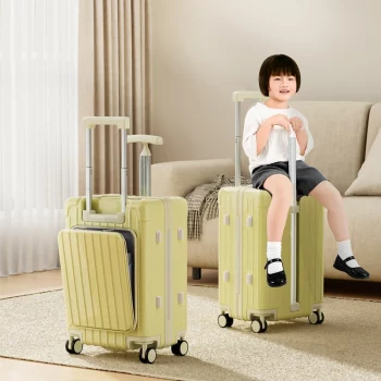 K1798 Double Trolley Child Seatable Luggage 20 Inch Boarding Box Lightweight Front Opening Suitcase