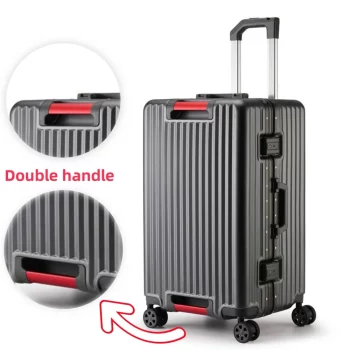 K1946 New Double Handles Suitcase Large Capacity Travel Rolling Luggage 20/24" Aluminum Frame Suitcase