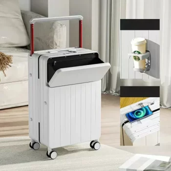 K1882 Travel Luggage USB Charging Interface Wide Tie Rods Multi-function Suitcase Portable Rolling Luggage Case