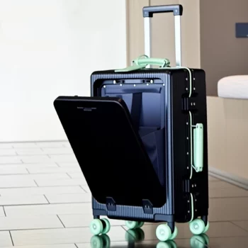 K1691 Front Opening Suitcase Aluminum Frame 20" Carry-on Trolley Case Bag with Colorful Silent Wheel