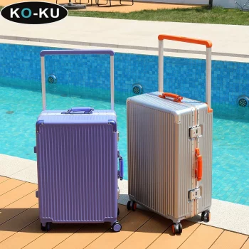 K2032 Aluminium Frame Luggage Women 20 Inch Boarding Box Mute Universal Wheel Wide Handle Travel Suitcase