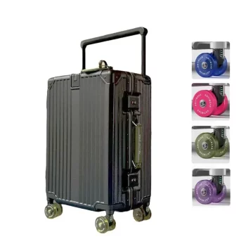 K1663 Aluminum Frame Wide Handlebar Rolling Luggage with Colorful Silent Spinner Wheels