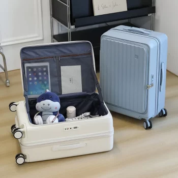 K2082 Front-Opening Luggage: 2025 New Expandable Multi-Functional Rolling Suitcase