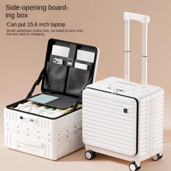 K2026 Front Opening 18/20 inch Suitcase Cabin Luggage Small 16 inch Short Trip Bag Ultra-light Aluminium Frame Luggage