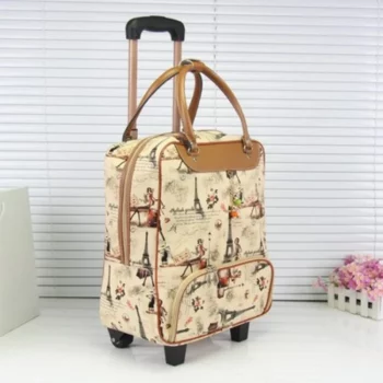 K1848 Hand Luggage Travel Luggage Trolley Bag on Wheels Fashion Zipper Rolling Travel Wheeled Bag