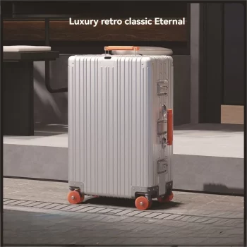 K1970 New all-aluminum-magnesium alloy suitcase with swivel wheels and retro metal luggage for men and women