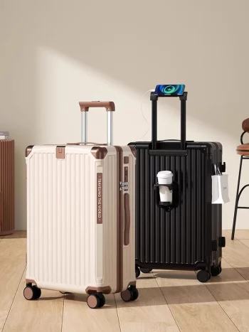 K1739 Multifunctional Suitcase female 2025 New High-Value Luggage Lightweight Zipper Aluminum Frame Boarding Case