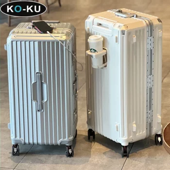 K1975 Large-capacity Aluminium Frame Suitcase Female 24-34 Inch Trolley Case Male Students Abroad Travel Bag