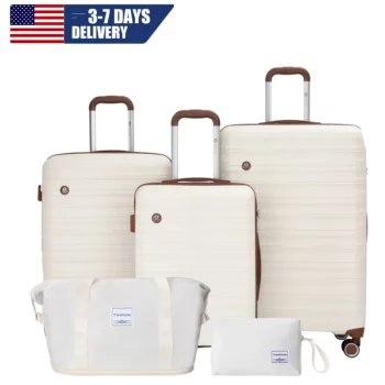 K2373 Luggage Sets 5 Piece,Suitcases with Double Spinner Wheels and TSA Lock,Hardcase 3 set Luggage