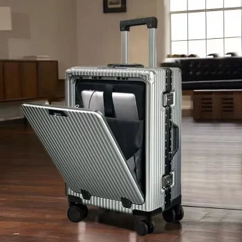 K2570 New Front Opening Suitcase Laptop Bag Aluminum Frame Luggage