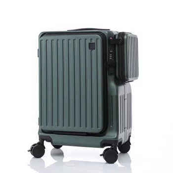 K2448 Travel Suitcase Front Opening Laptop Boarding Case USB Charging Multifunctional Trolley Case
