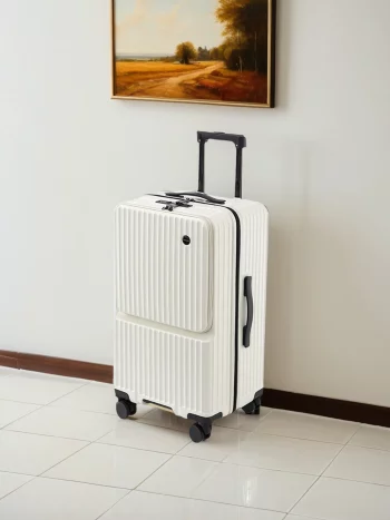 K2588 New Multi-Functional Lage Side Opening Frontal Password Travel Pull Rod Leather Suitcase