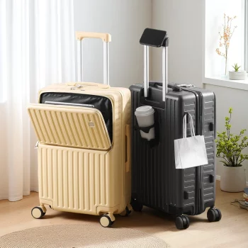K2597 Independent Front Open Luggage Multi-functional Suitcase