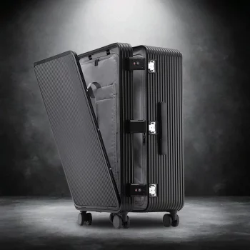 K2354 Aluminum Alloy Travel Suitcase Front Opening Rolling Luggage Trolley Case With Wheels