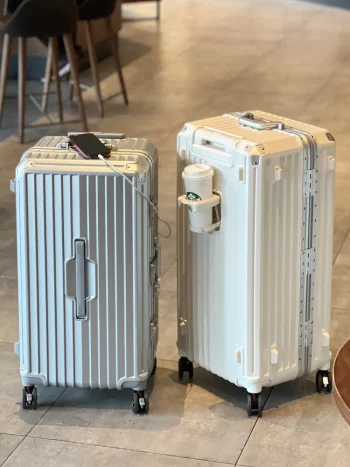 K2441 Aluminum frame large capacity luggage, women's suitcase, 26 inch drop resistant leather suitcase