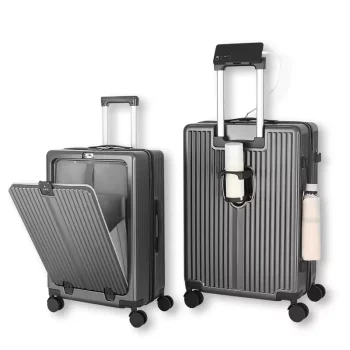 K2201 Front Opening Suitcase Travel Rolling Luggage Aluminum Alloy Trolley PC Case