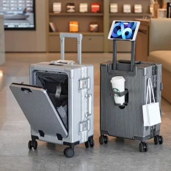 K2511 Large Capacity Front Open Suitcase Aluminum Frame Trolley Luggage