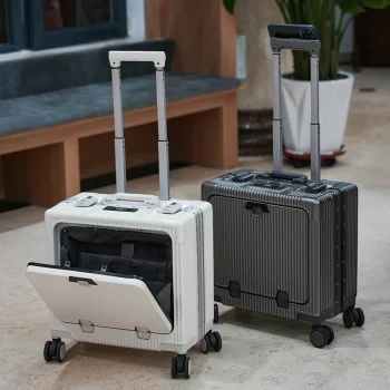 K2124 New Front Opening Lid Suitcase Multifunctional Mini Luggage Aluminium Frame 18/20 Boarding Box Trolley Case