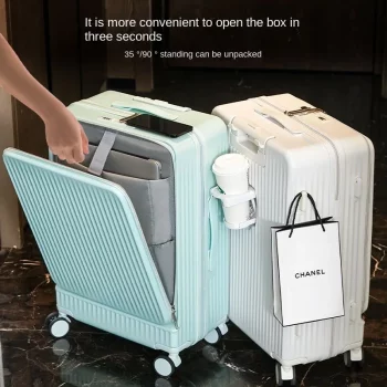 K2479 New Suitcase Front Opening Luggage USB Laptop Bag Carry-on Travel Bags
