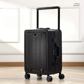 K2253 Aluminum Frame Rolling Luggage Case USB Travel Suitcase on Wheels