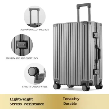 K2444 New aluminum frame trolley case with universal wheels, 24-inch luggage