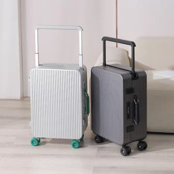 K2512 All Aluminum Alloy Travel Suitcase Wide Tie Rod Luggage Trolley Case