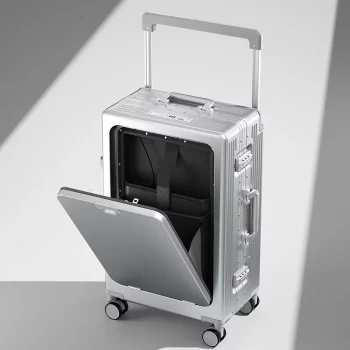 K2395 Wide Trolley Luggage Front Opening Suitcase Multifunctional Business Computer Suitcase