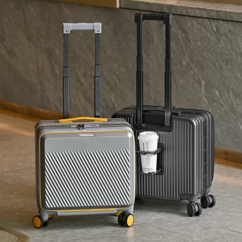 K2199 Opening Carry On Suitcase Aluminum Frame Color-Block Travel Cabin Suitcase 1:9 Opening Multi-Functional Trolley Case