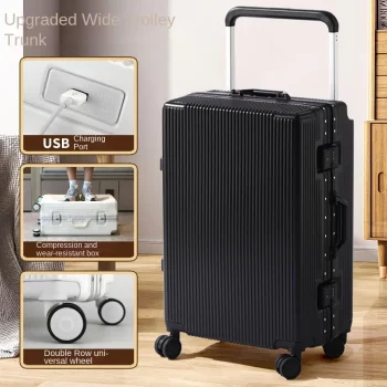 K2317 New Wide Trolley Case Aluminium Frame Luggage Large Capacity 20/22/24/26 inch ABS+PC Luggage