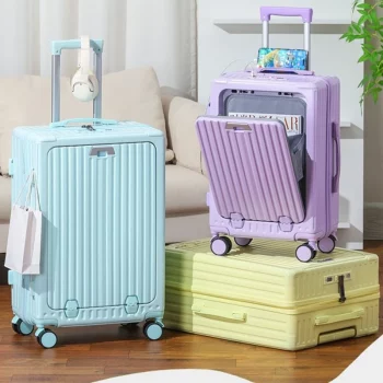 K2146 Front Opening Luggage Multifunctional Cabin Suitcase 20 Inch 22/24/26/28 Inch Large Capacity Trolley Case