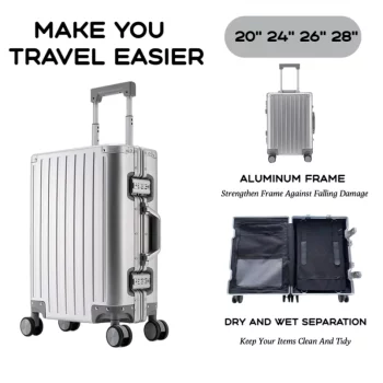K2116 Large Capacity Durable Luggage for Men and Women Aluminum suitcase