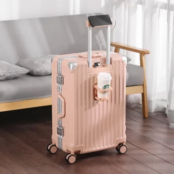 K2565 Luggage 2025 Women's and Men's Multi functional Aluminum Frame 26 inch Trolley Box