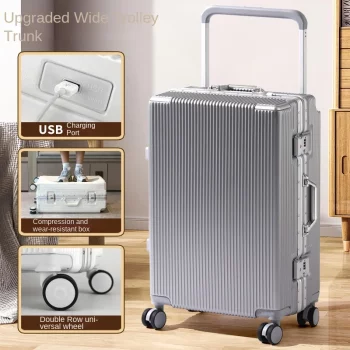 K2621 Update Suitcase Wide Trolley Aluminium Frame Luggage Large Capacity Universal Whee